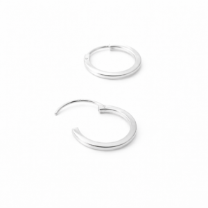 Kleine zilveren oorringen met vierkante buis - scharniersluiting