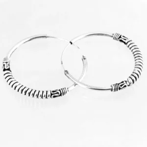 Zilveren Bali oorringen 30 mm