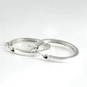 Zilveren oorringen vierkante buis 3 mm hefboomsluiting