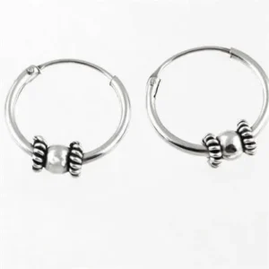 Zilveren Bali oorringen rondel - 14 mm