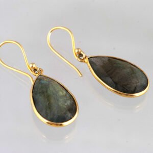 Labradoriet oorbellen goud op zilver 3
