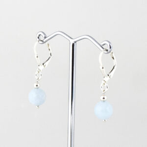 Aquamarijn bolletjes oorbellen 2