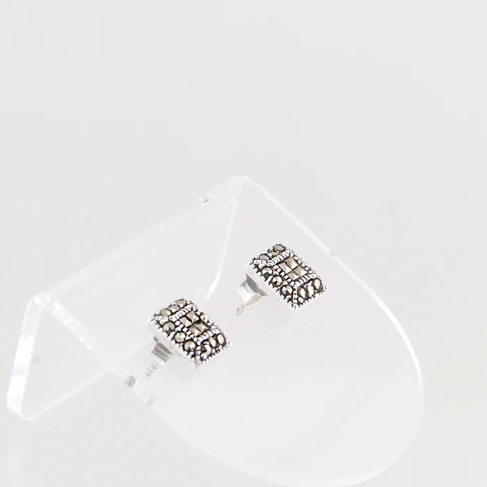 Markasiet oorknoppen rechthoekjes 3