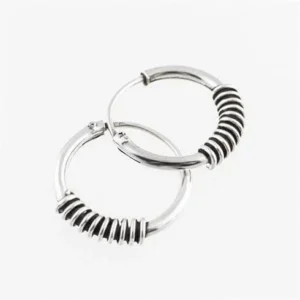 Zilveren Bali oorringen spiraal - 14 mm