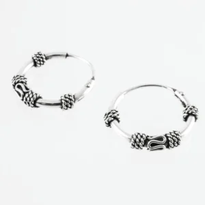 Zilveren Bali oorringen 16 mm