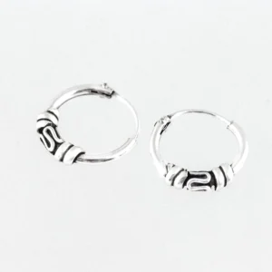 Zilveren Bali oorringen meander 12 mm