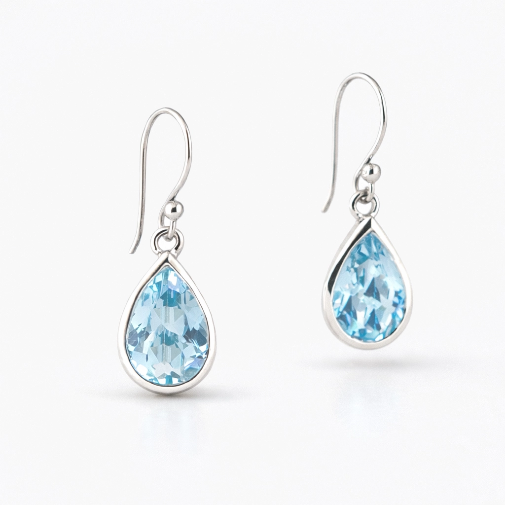 Zilveren oorbellen Topaas druppel - signature gems