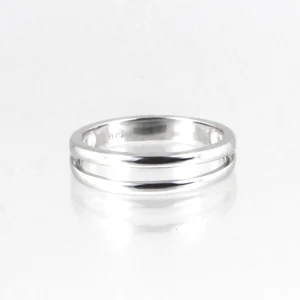 Gerhodineerd zilveren ring dubbele band 925