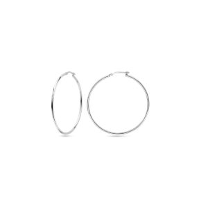 Gerhodineerd zilveren oorringen hefboomsluiting met een ronde buis dikte 1,5 mm - 43 mm