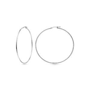 Gerhodineerd zilveren oorringen hefboomsluiting met een ronde buis dikte 1,5 mm - 63 mm