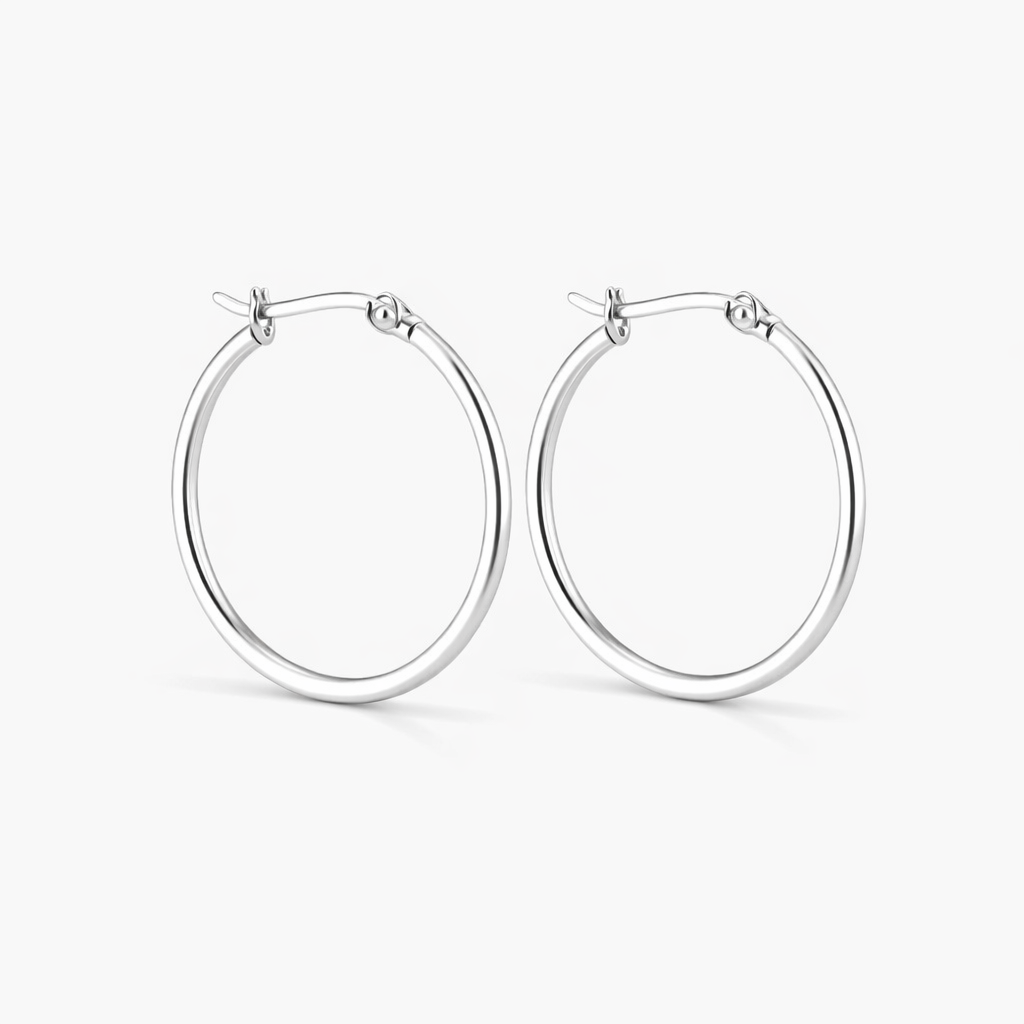 Zilveren oorringen ronde buis en hefboomsluiting - 1,5 mm - 925 zilver