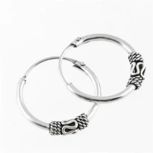 Zilveren Bali oorringen Meander 14 mm