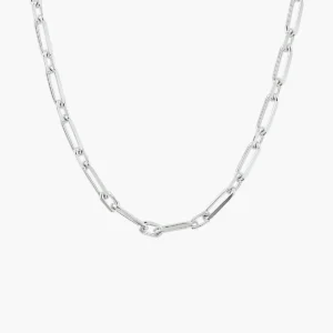 Gerhodineerd zilveren paperclip ketting met schakels van 3,5 mm breed