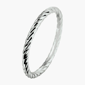 Gerhodineerd zilveren aanschuifring met gedraaid design