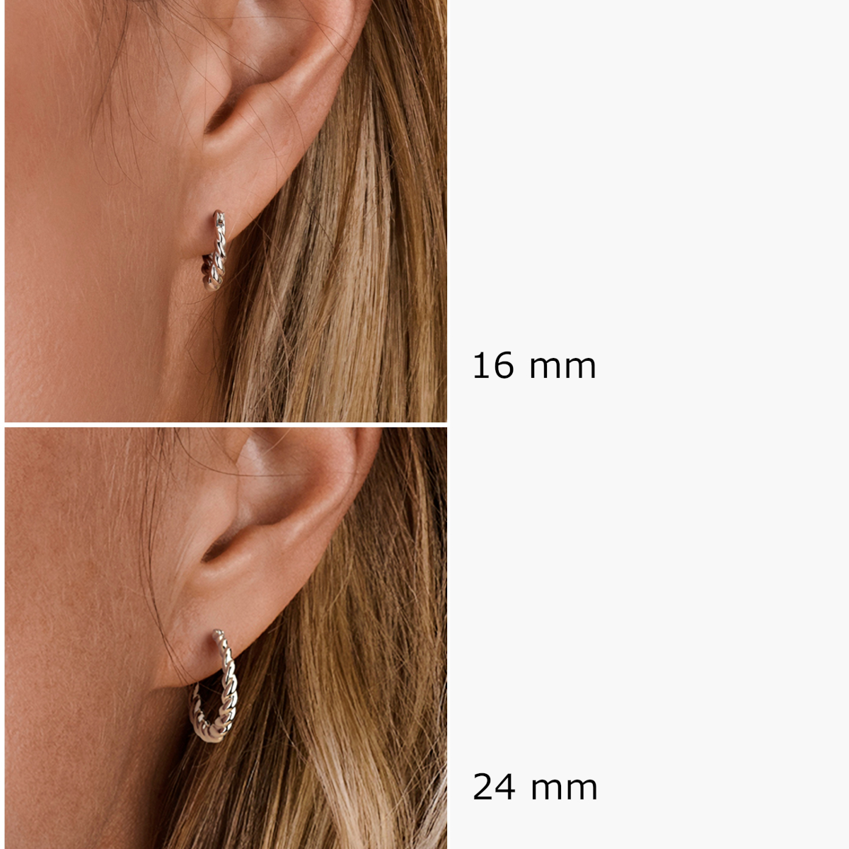 Maatvergelijk gerhodineerd zilveren oorringen twist