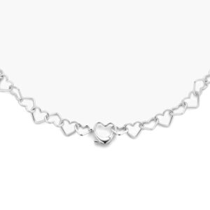 Gerhodineerde zilveren ketting met hartvormige schakel