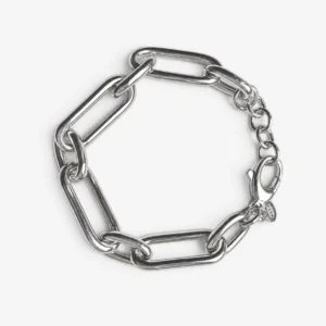 Gerhodineerd zilveren brede schakel armband