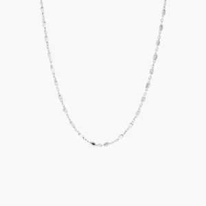 Lange gerhodineerd zilveren ketting staafjes 80 cm