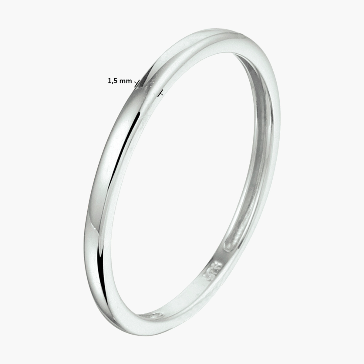 Gerhodineerd zilveren aanschuifring - afmetingen