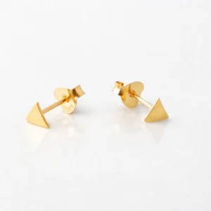 Oorstekers driehoek verguld zilver - liggend