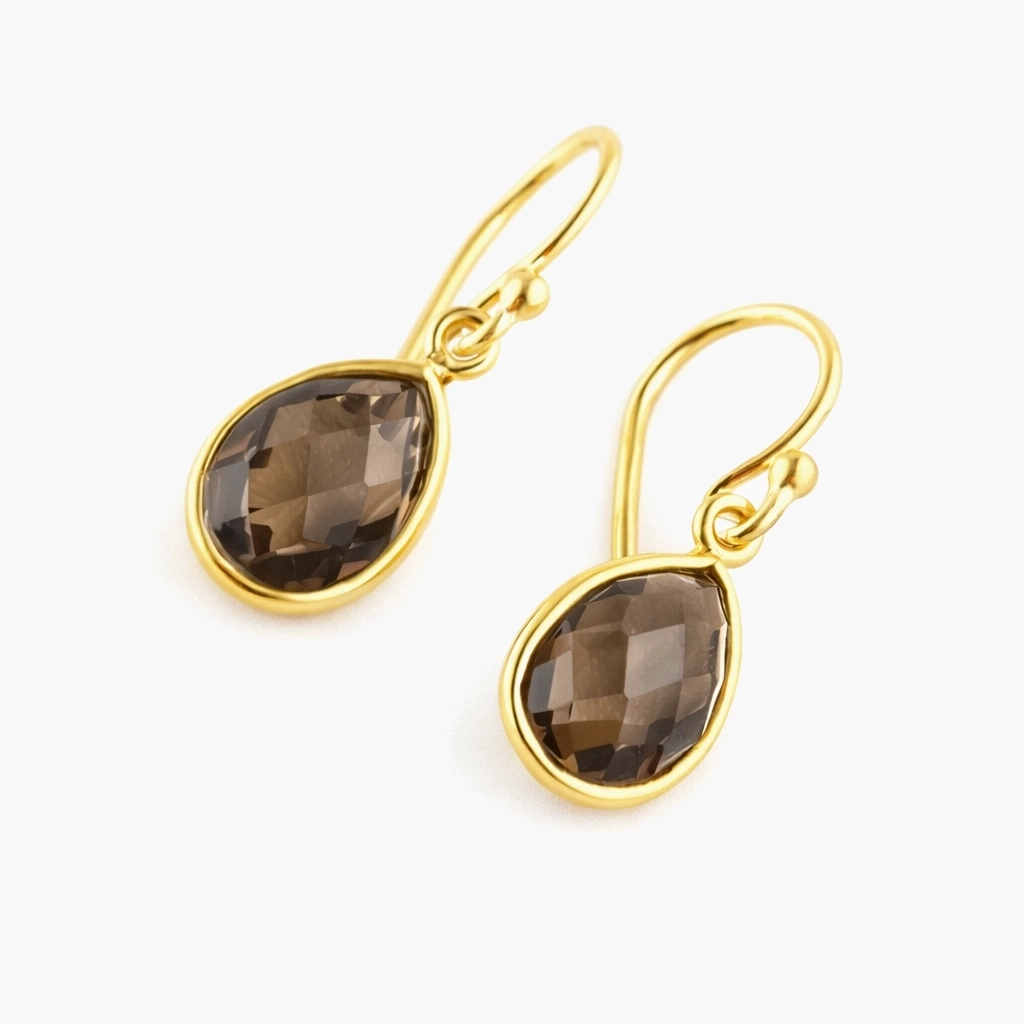 Kleine oorbellen rookkwarts - verguld 925 zilver