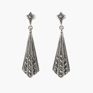 Markasiet oorbellen art deco stijl - 925 zilver