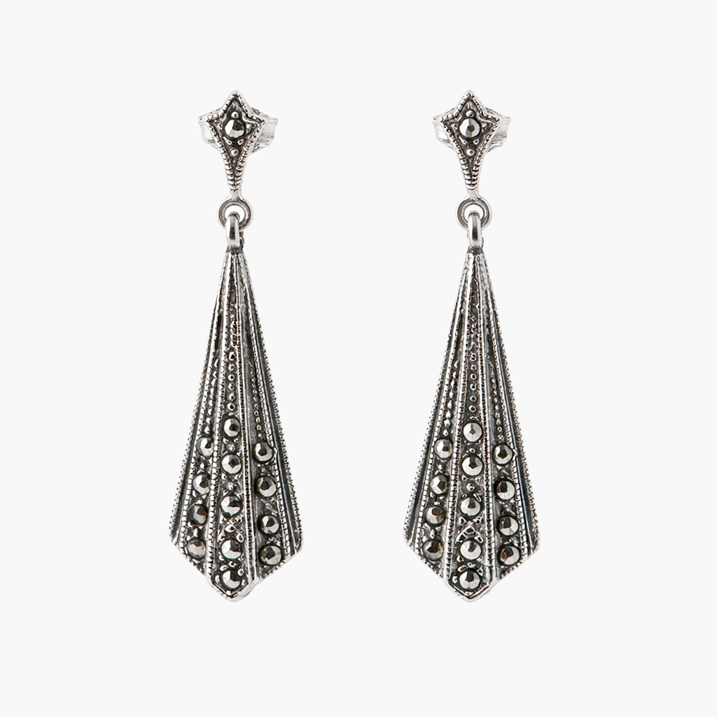 Markasiet oorbellen art deco stijl - 925 zilver