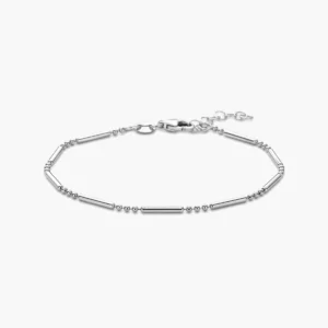Gerhodineerd zilveren armband met staafjes en bolletjes
