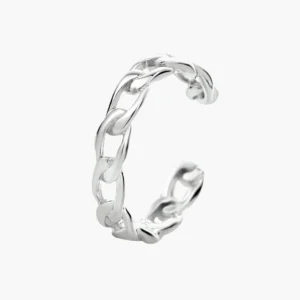 Gerhodineerd zilveren ear cuff met schakel