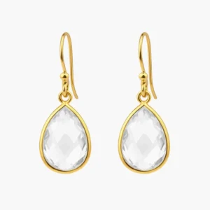 Verguld zilveren oorbellen bergkristal facet geslepen