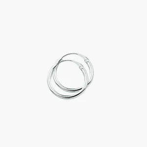Gerhodineerd zilveren oorringen met ronde buis en scharniersluiting | 2 mm x 17 mm
