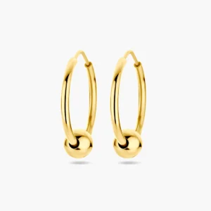 Verguld zilveren oorringen met bolletje 20 x 2 mm