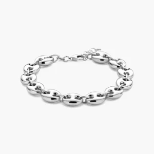 Gerhodineerd zilveren armband koffieboon