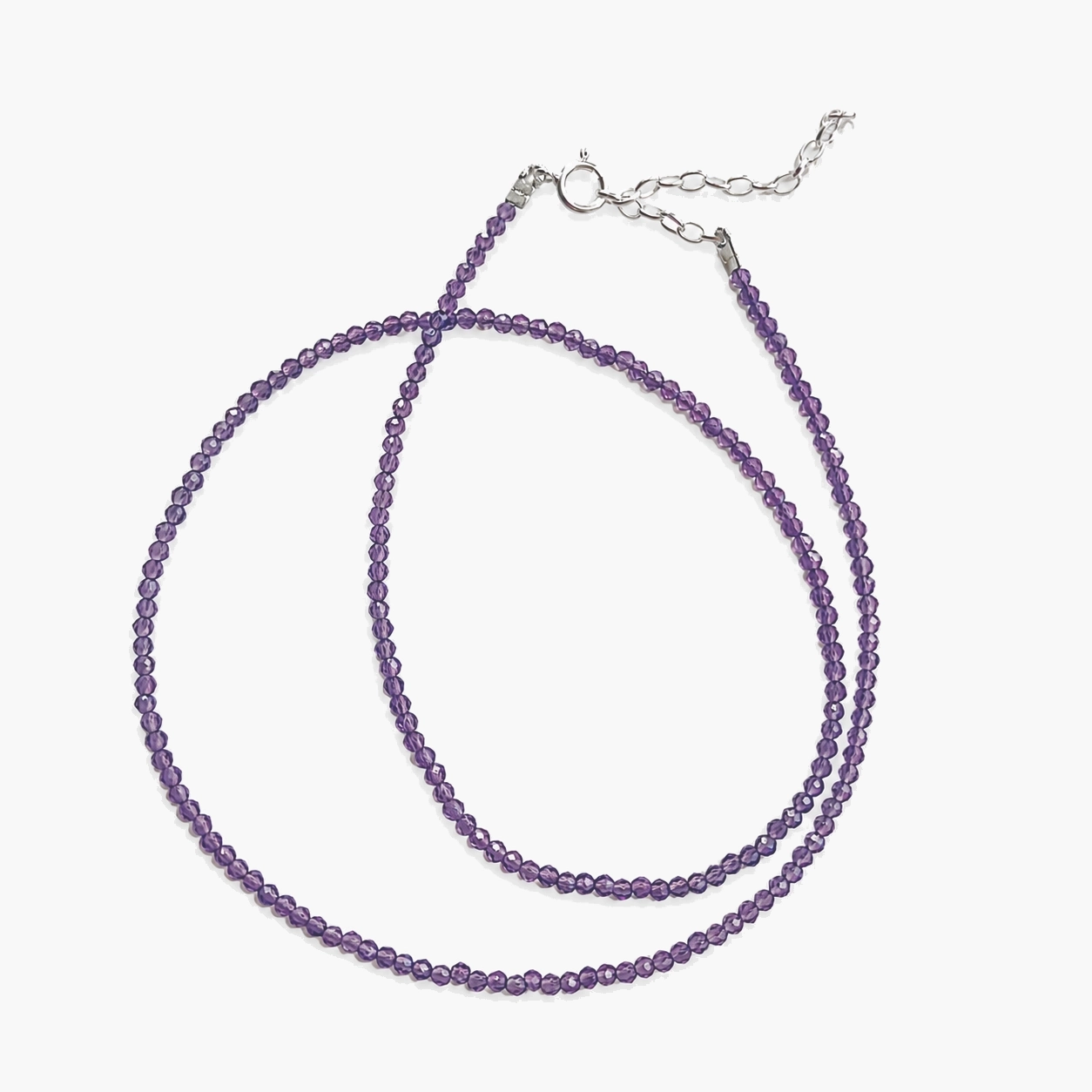 Ketting amethist facet geslepen 2 mm - 925 zilveren sluiting