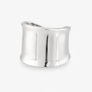 Brede gladde zilveren cuff ring
