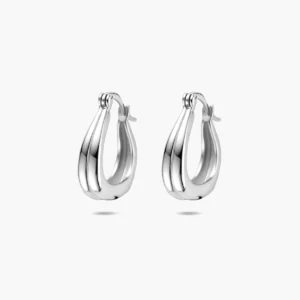 Kleine organic oorringen met hefboomsluiting - 925 gerhodineerd zilver