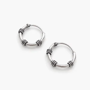 Zilveren bali oorringen spiraal - 12 mm