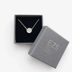 Zilveren ketting met parelmoer rondje - gerhodineerd 925 zilver - cadeaudoosje
